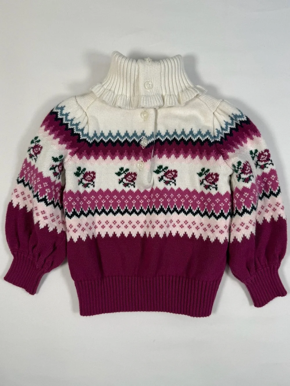 JANIE AND JACK Baby Girls’‎ Rose Fair Isle Turtleneck Sweater Grandmacore 12-18M